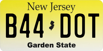 NJ license plate B44DOT