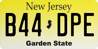 NJ license plate B44DPE
