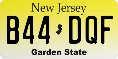 NJ license plate B44DQF