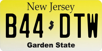 NJ license plate B44DTW