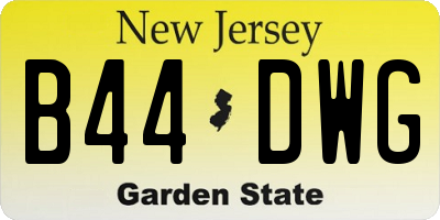NJ license plate B44DWG