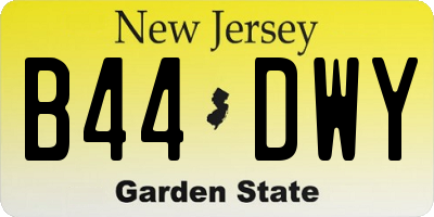 NJ license plate B44DWY