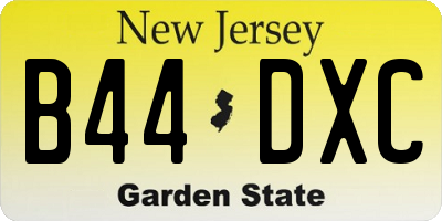 NJ license plate B44DXC
