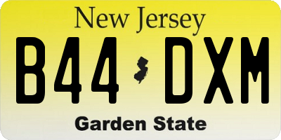 NJ license plate B44DXM