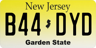 NJ license plate B44DYD
