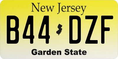 NJ license plate B44DZF