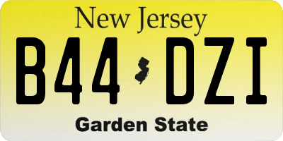 NJ license plate B44DZI