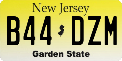 NJ license plate B44DZM