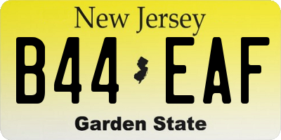 NJ license plate B44EAF