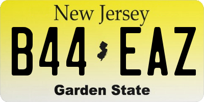 NJ license plate B44EAZ