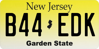 NJ license plate B44EDK