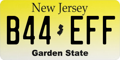NJ license plate B44EFF