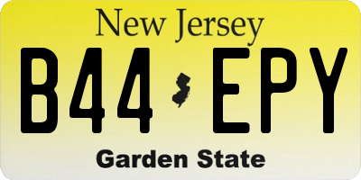 NJ license plate B44EPY