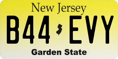 NJ license plate B44EVY