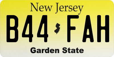 NJ license plate B44FAH