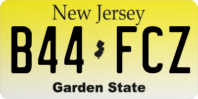 NJ license plate B44FCZ