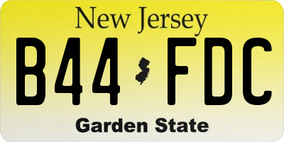 NJ license plate B44FDC