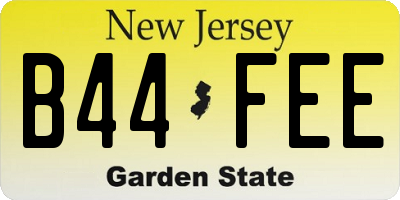 NJ license plate B44FEE