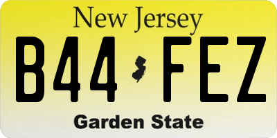 NJ license plate B44FEZ