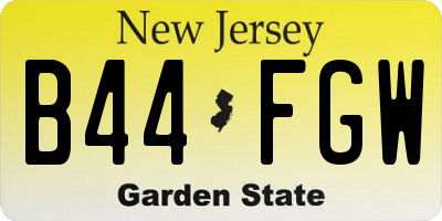 NJ license plate B44FGW