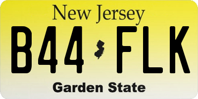 NJ license plate B44FLK
