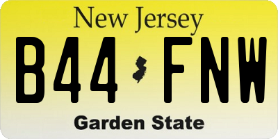 NJ license plate B44FNW