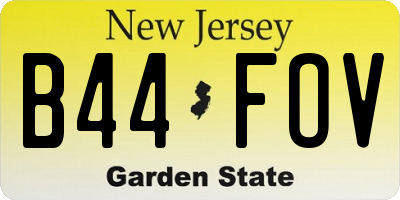 NJ license plate B44FOV