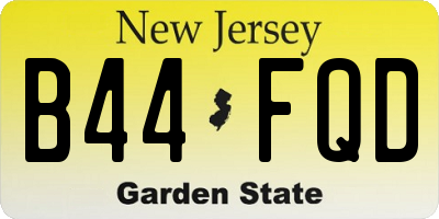NJ license plate B44FQD