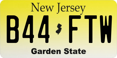 NJ license plate B44FTW