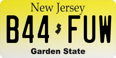 NJ license plate B44FUW
