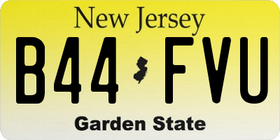NJ license plate B44FVU