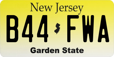NJ license plate B44FWA