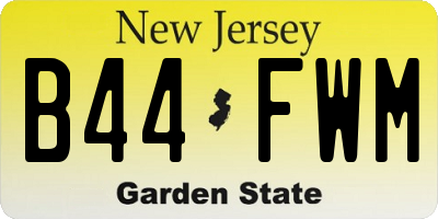 NJ license plate B44FWM