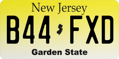 NJ license plate B44FXD