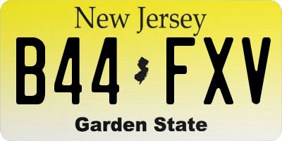 NJ license plate B44FXV