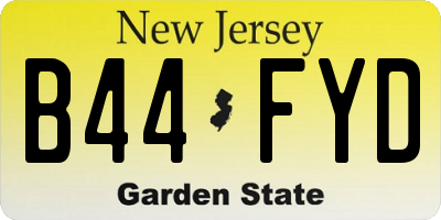 NJ license plate B44FYD