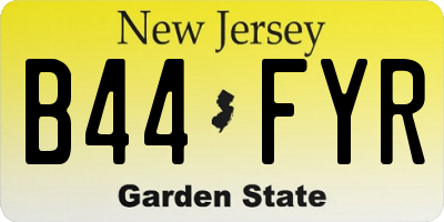 NJ license plate B44FYR