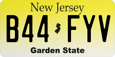 NJ license plate B44FYV