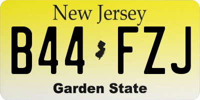 NJ license plate B44FZJ