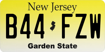 NJ license plate B44FZW