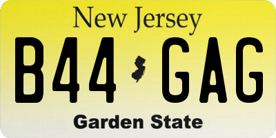 NJ license plate B44GAG