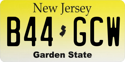 NJ license plate B44GCW