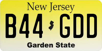NJ license plate B44GDD