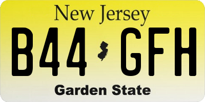 NJ license plate B44GFH