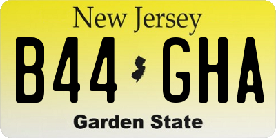 NJ license plate B44GHA