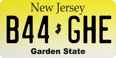 NJ license plate B44GHE