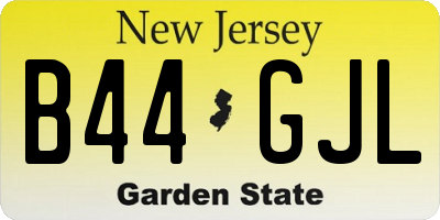 NJ license plate B44GJL