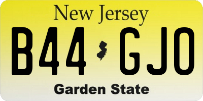 NJ license plate B44GJO