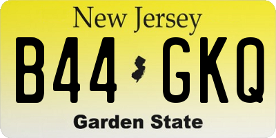 NJ license plate B44GKQ