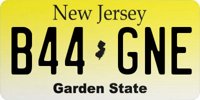 NJ license plate B44GNE